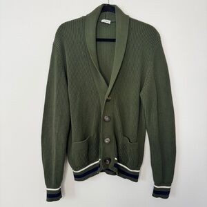 Atelier Munro Cardigan Preppy Green Blue Academia Knit Sweater Button Front 50
